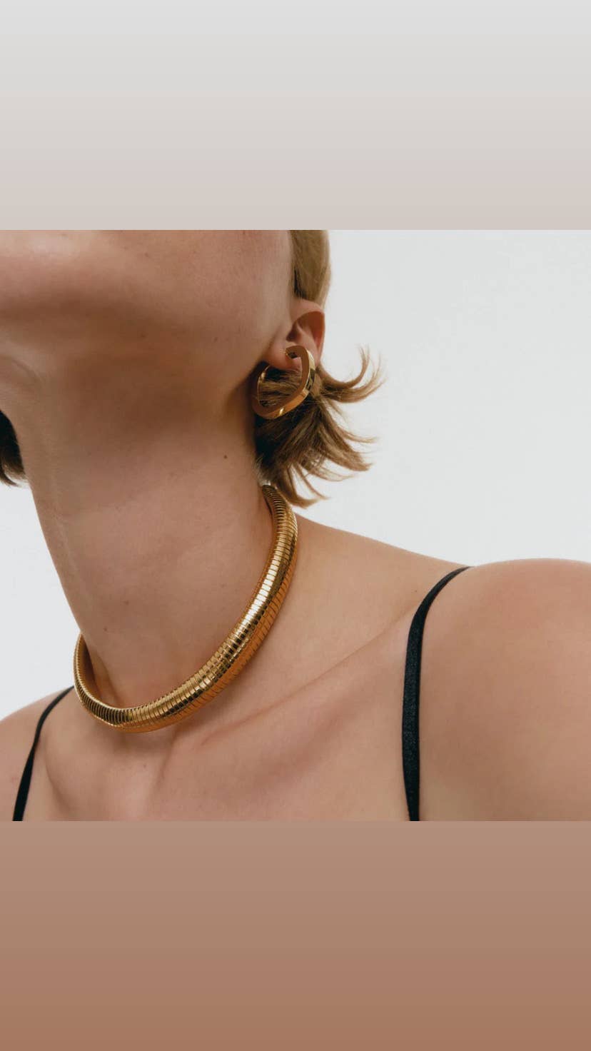HoopLa - Tobogas, Cobra Omega Collar Necklace- Steel