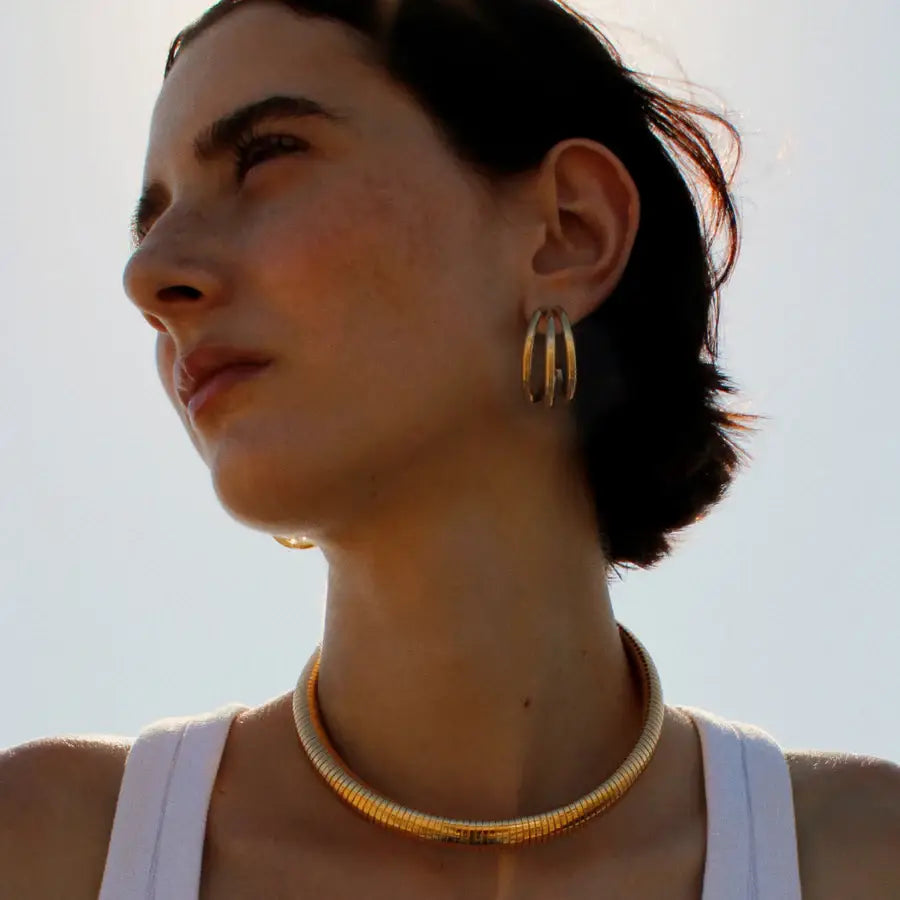 HoopLa - Tobogas, Cobra Omega Collar Necklace- Steel