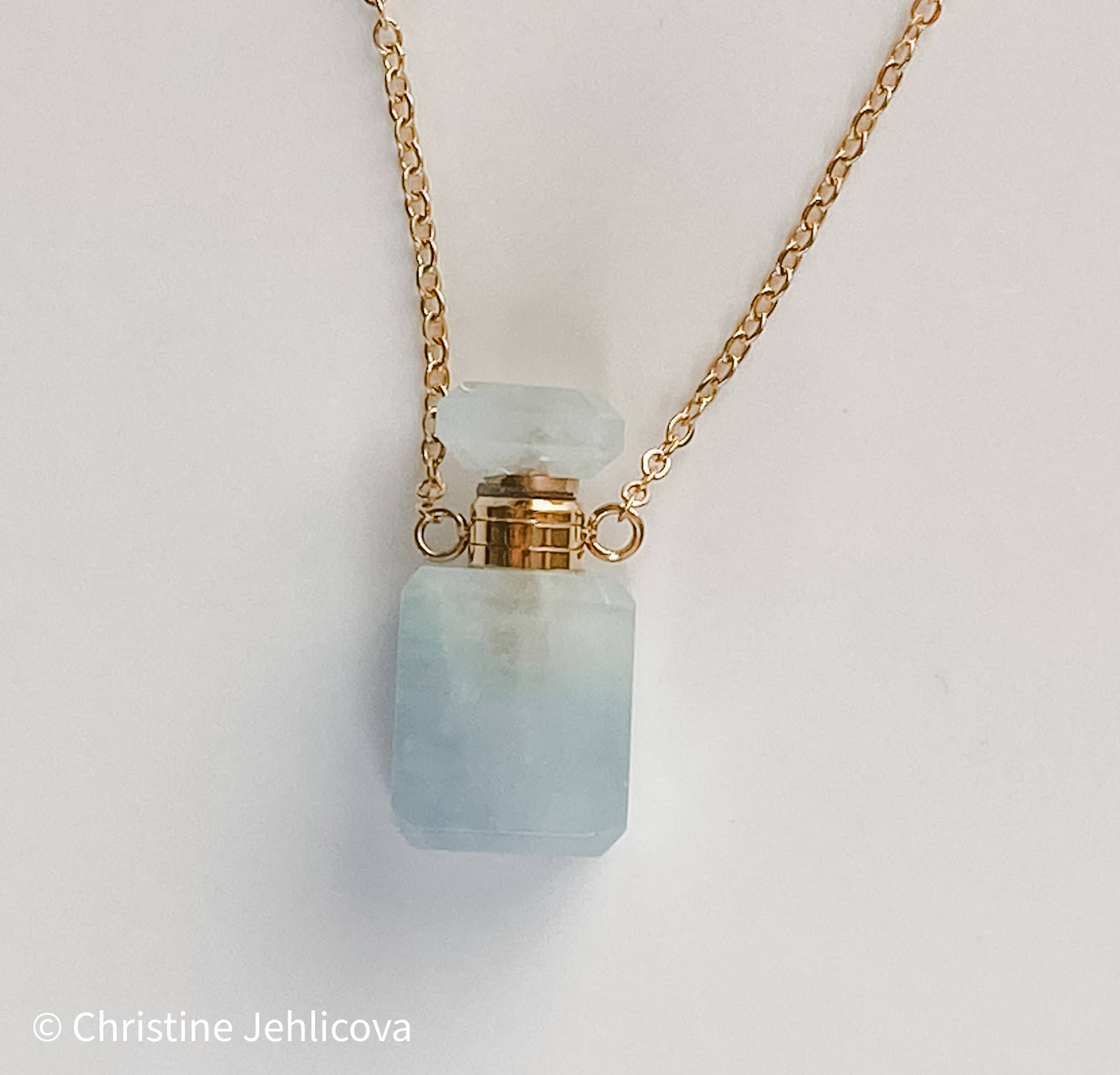 HoopLa - Gemstone Mini Perfume Bottle Crystal Necklace