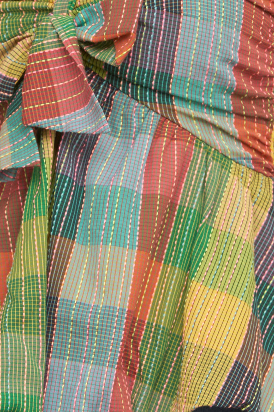Multicolor Plaid Strapless Ribbon Top