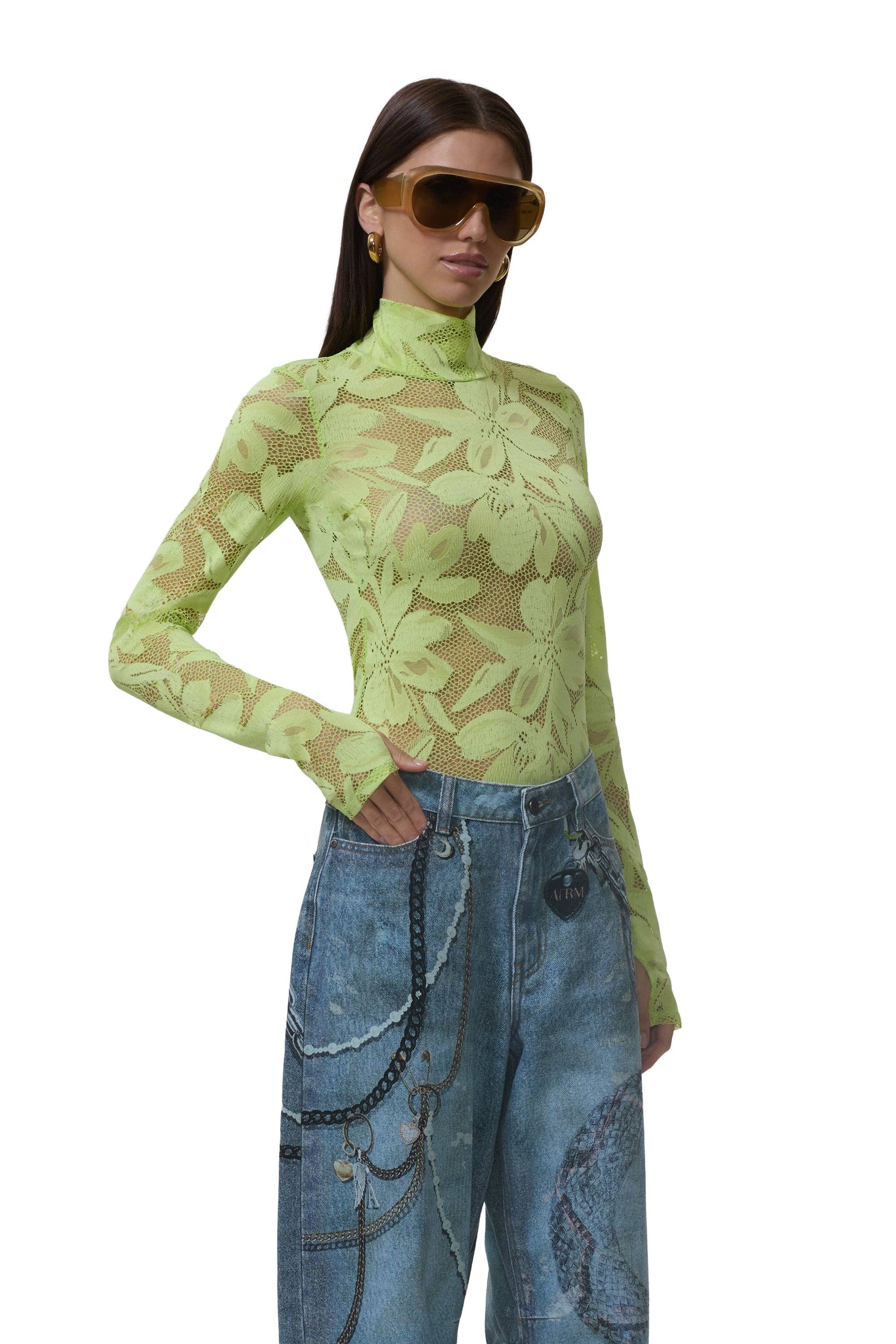 AFRM - Zadie Crochet Lace Top - Lime Essence