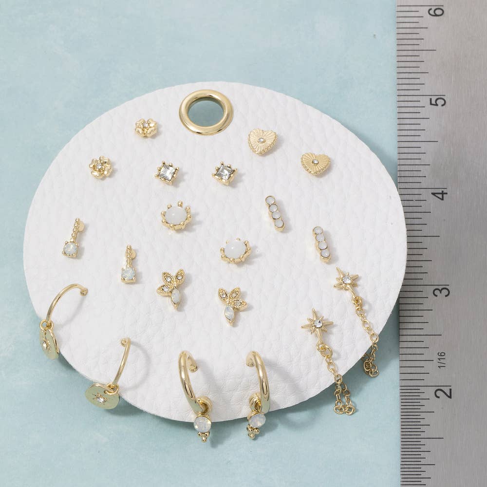Fame Accessories - Assorted Stud Huggie And Drop Earring Set