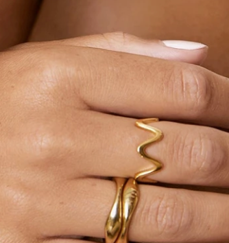 HoopLa - Zig Zag - Wave Stacking Steel 114K Band Ring