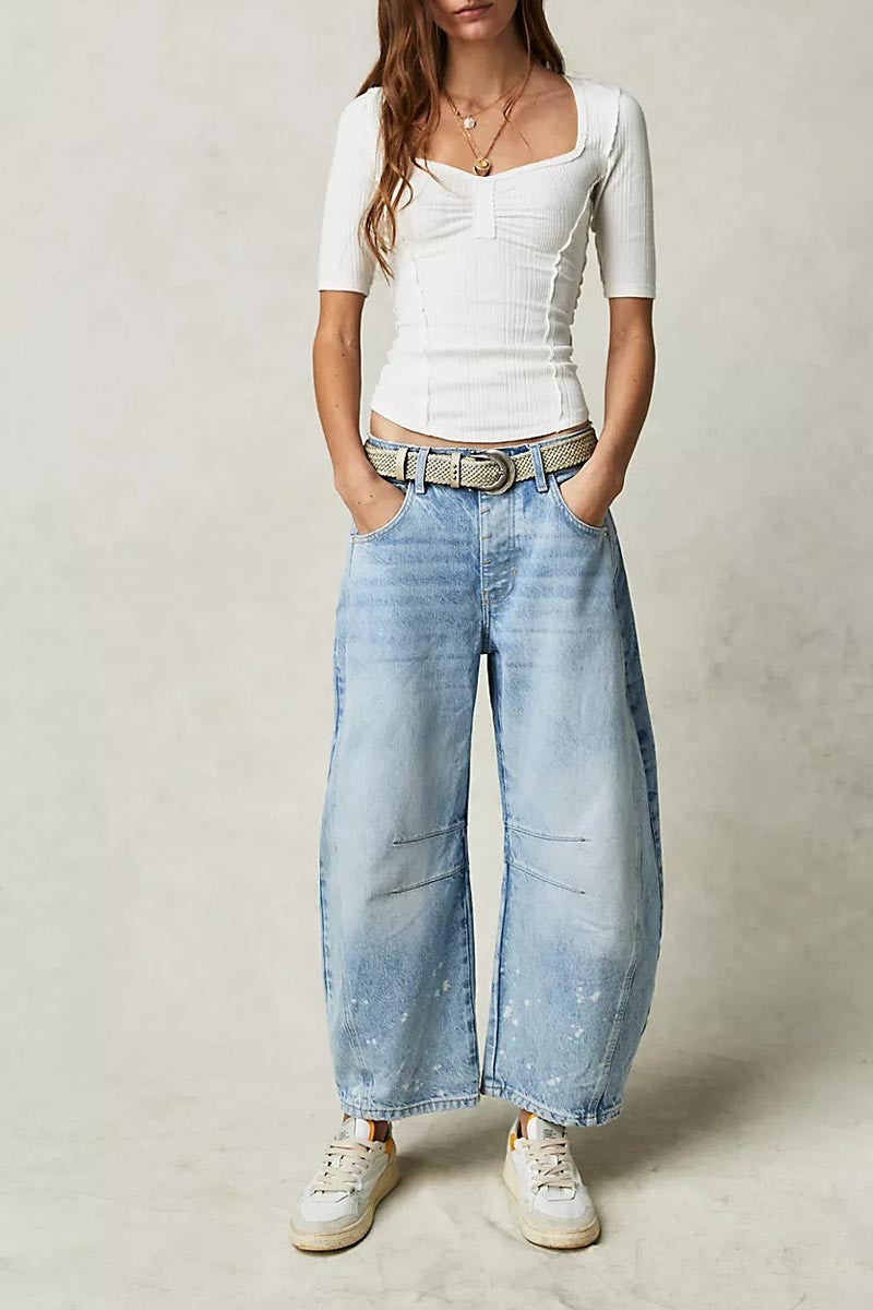 Low Rise Barrel Denim Pant