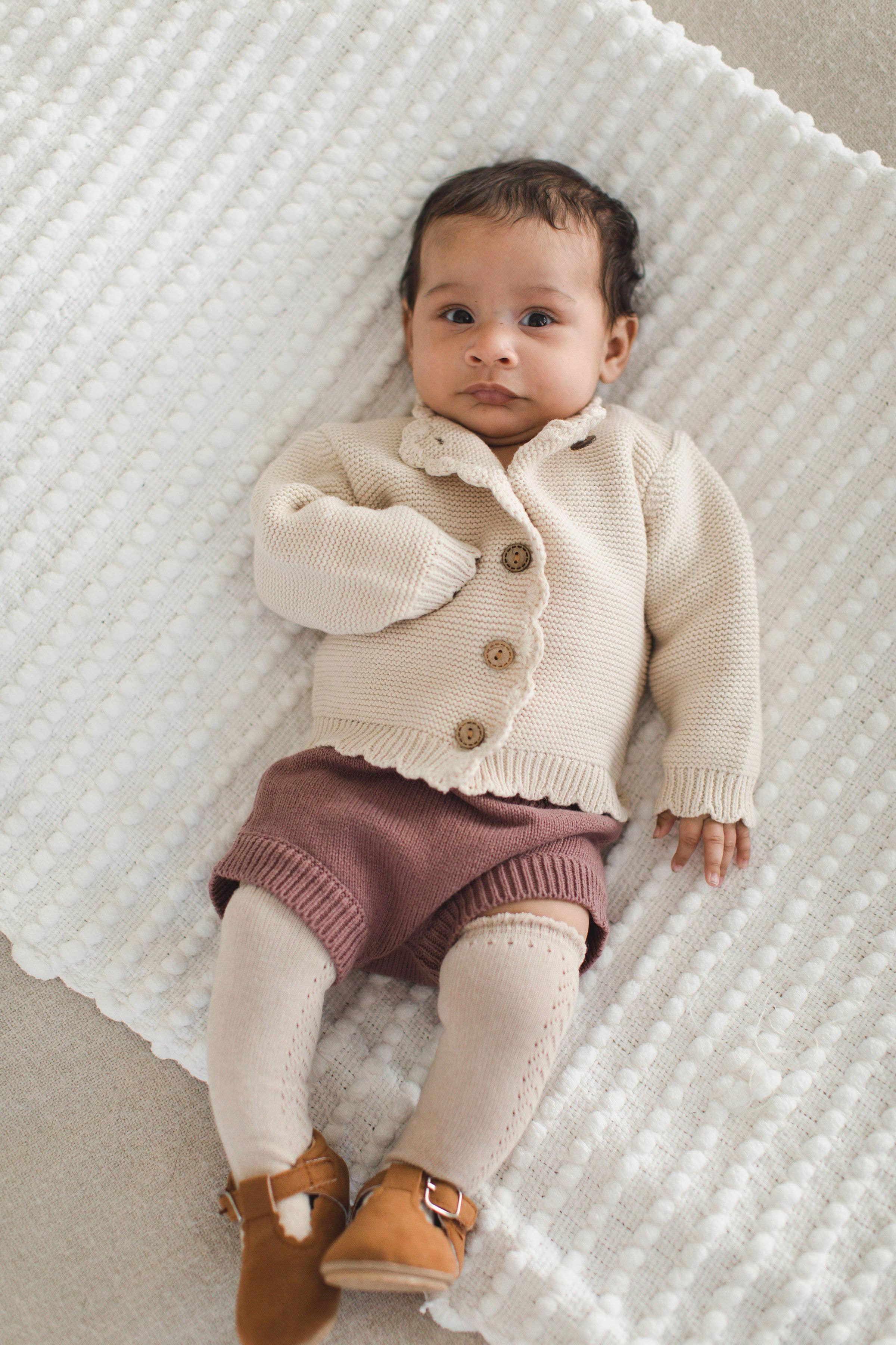 OLIVE & CRADLE - Baby Girl Sweater Cardigan Cotton Knit Dressy top SOPHIA