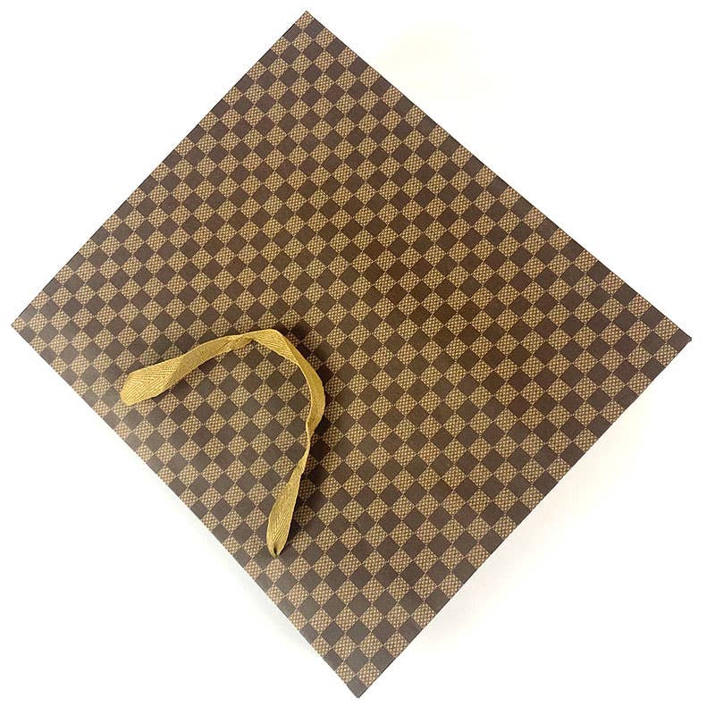 byhome - Checkered kraft paper gift bag w/free tissue