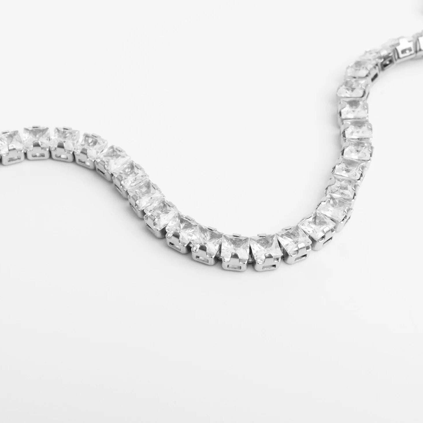 WJW - Emerald Cut Cubic Zirconia Stone Tennis Chain Bracelet