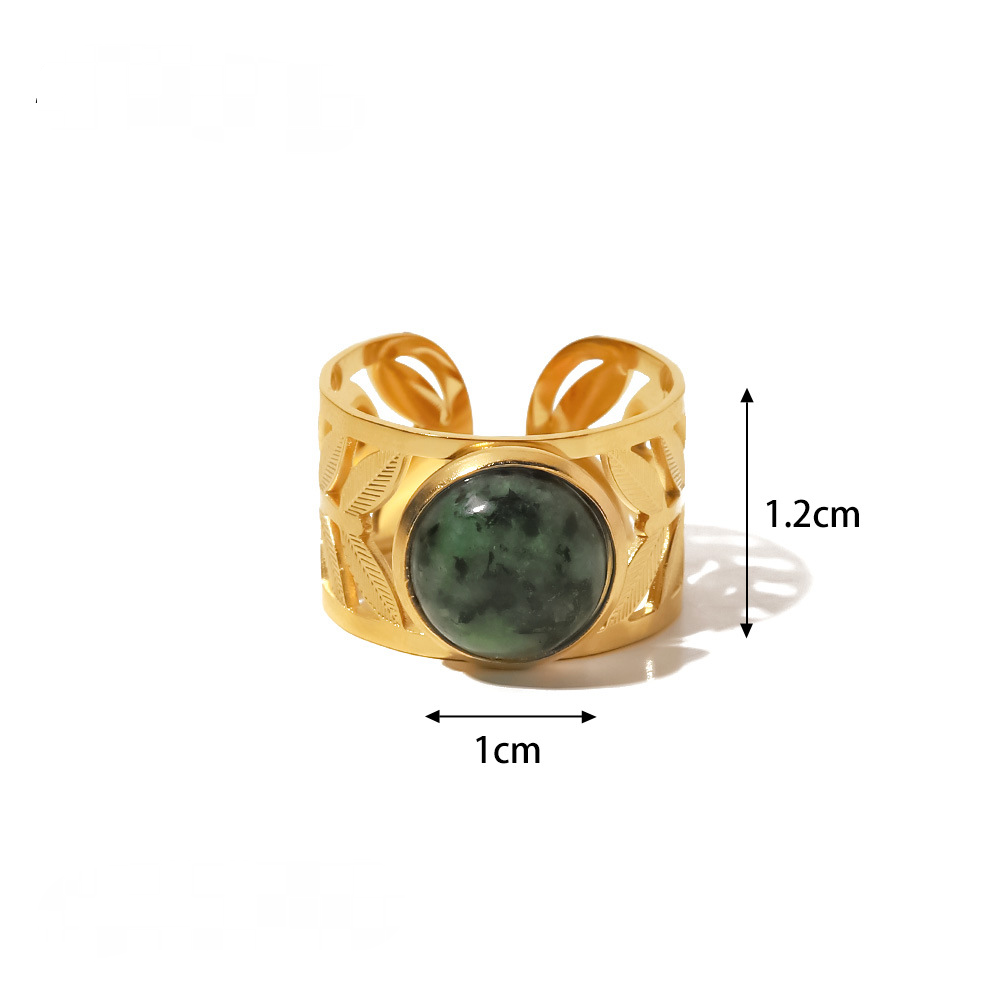Mio Queena - 18K Gold-plated Stainless Steel Inlaid Stone Rings - FGS/CS