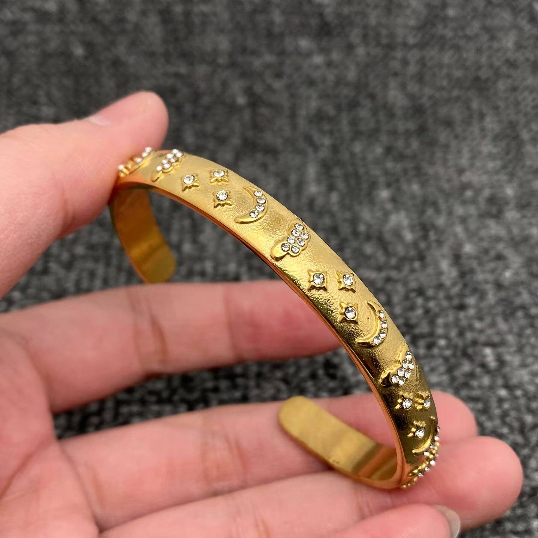 Surprise Tarot Style 18K Gold Plated S.Steel Cuff Bangle