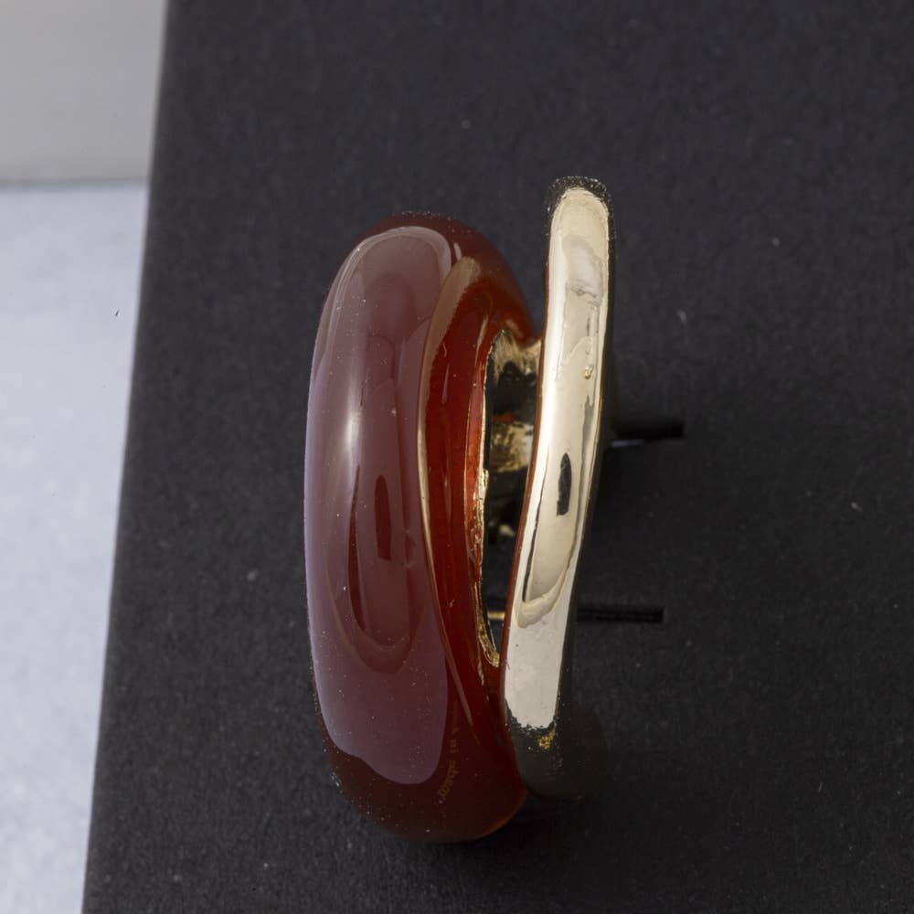 Fame Accessories - Glossy Double Arc Open Hoop Earrings