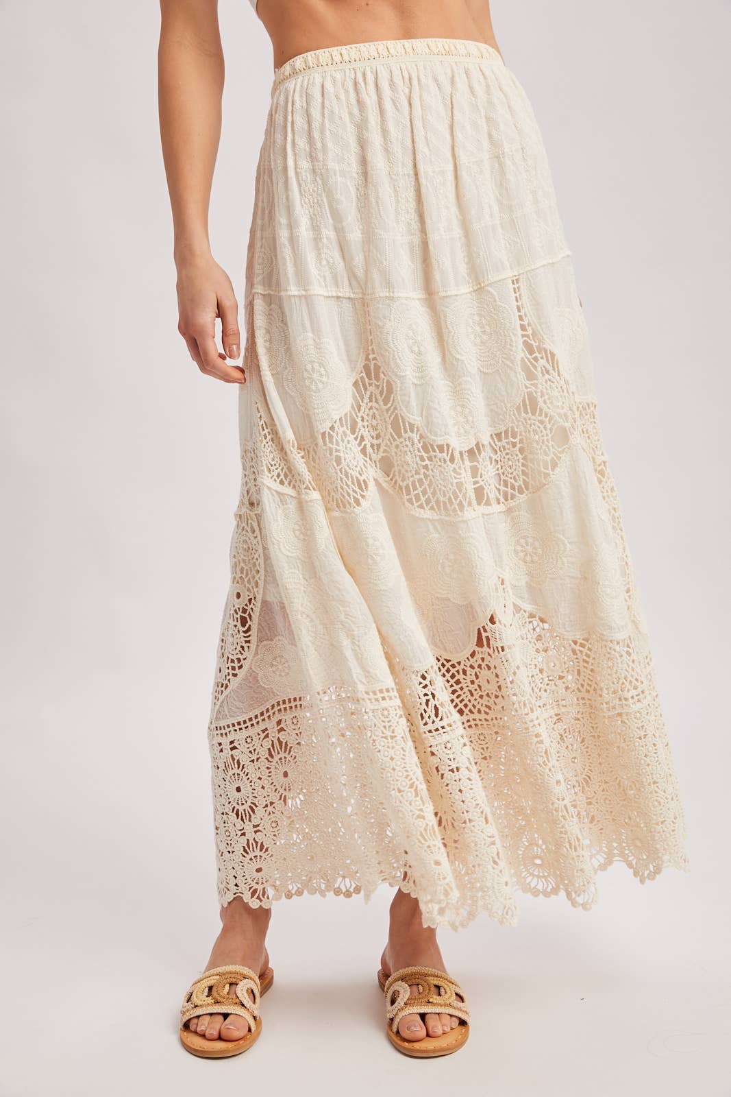 Bluivy - BOHO SHEER LACE MAXI SKIRT WITH LINING