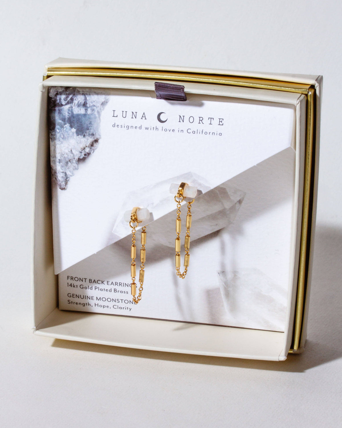 Luna Norte - After Party Front-to-Back Chain Earrings - Moonstone