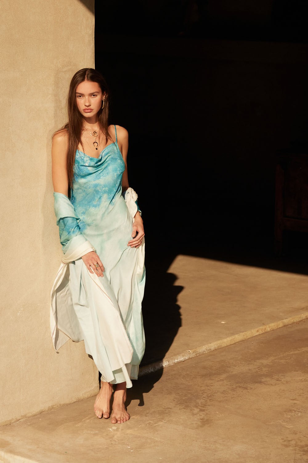 Satin Bias-cut Maxi Dress L Satin Bias-cut Maxi Dress L