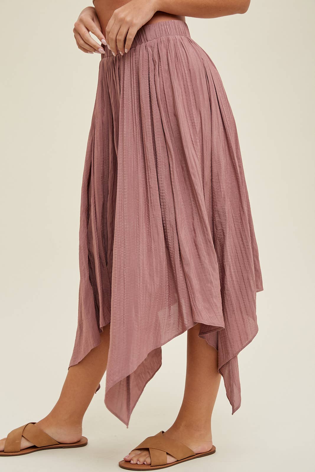 CRINKLE HANDKERCHIEF MIDI SKIRT