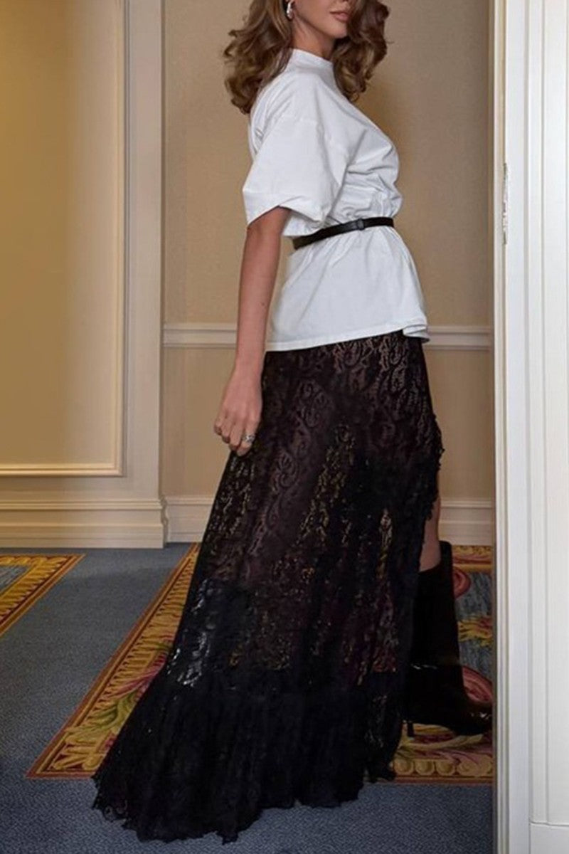 Lace Skirt with High Slit