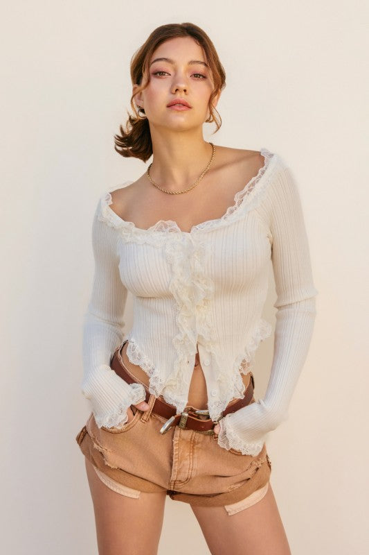 Windward Lace Long Sleeves Sweater