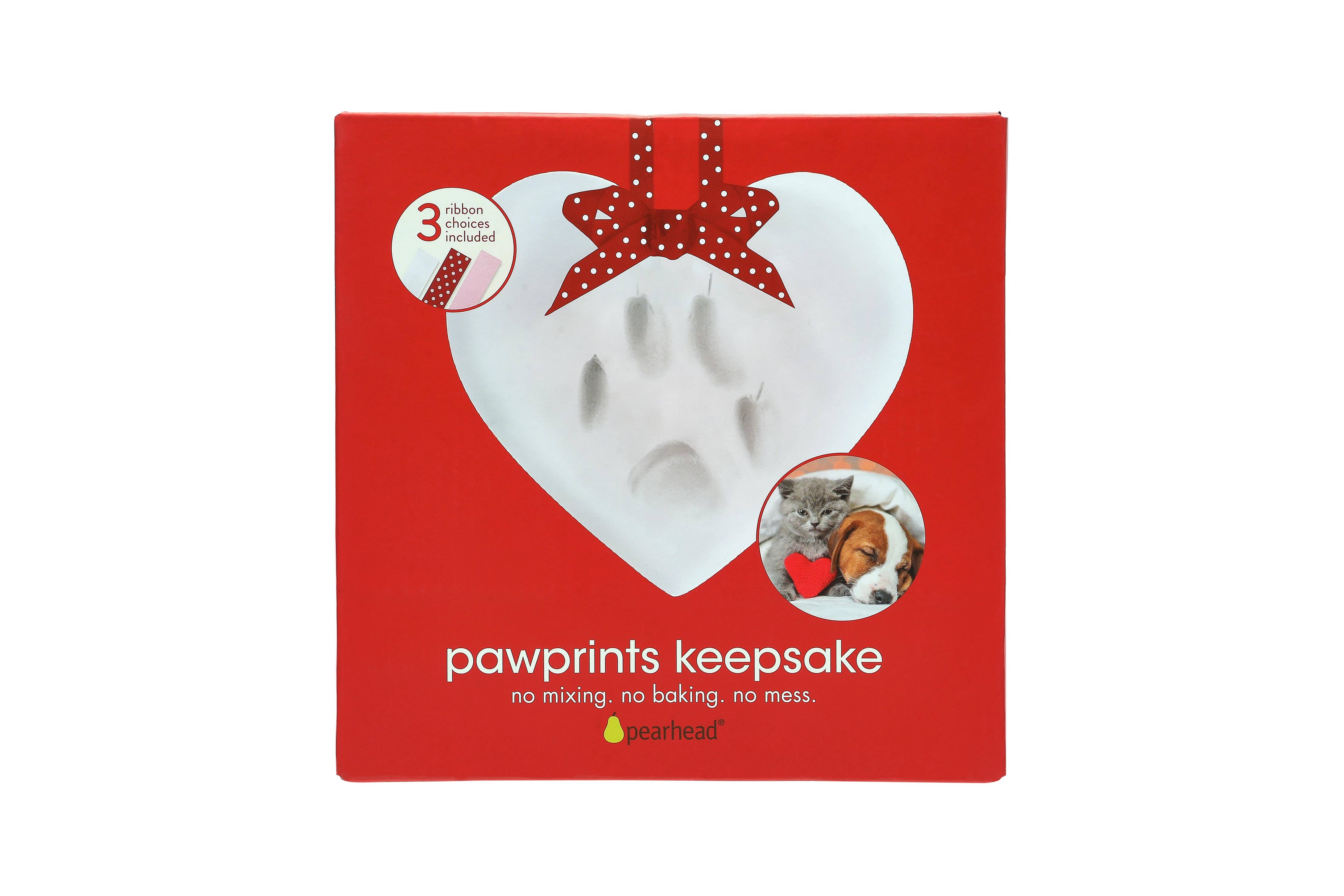 Pearhead - Pawprints Keepsake Hanging Holiday Ornament, Heart Shape