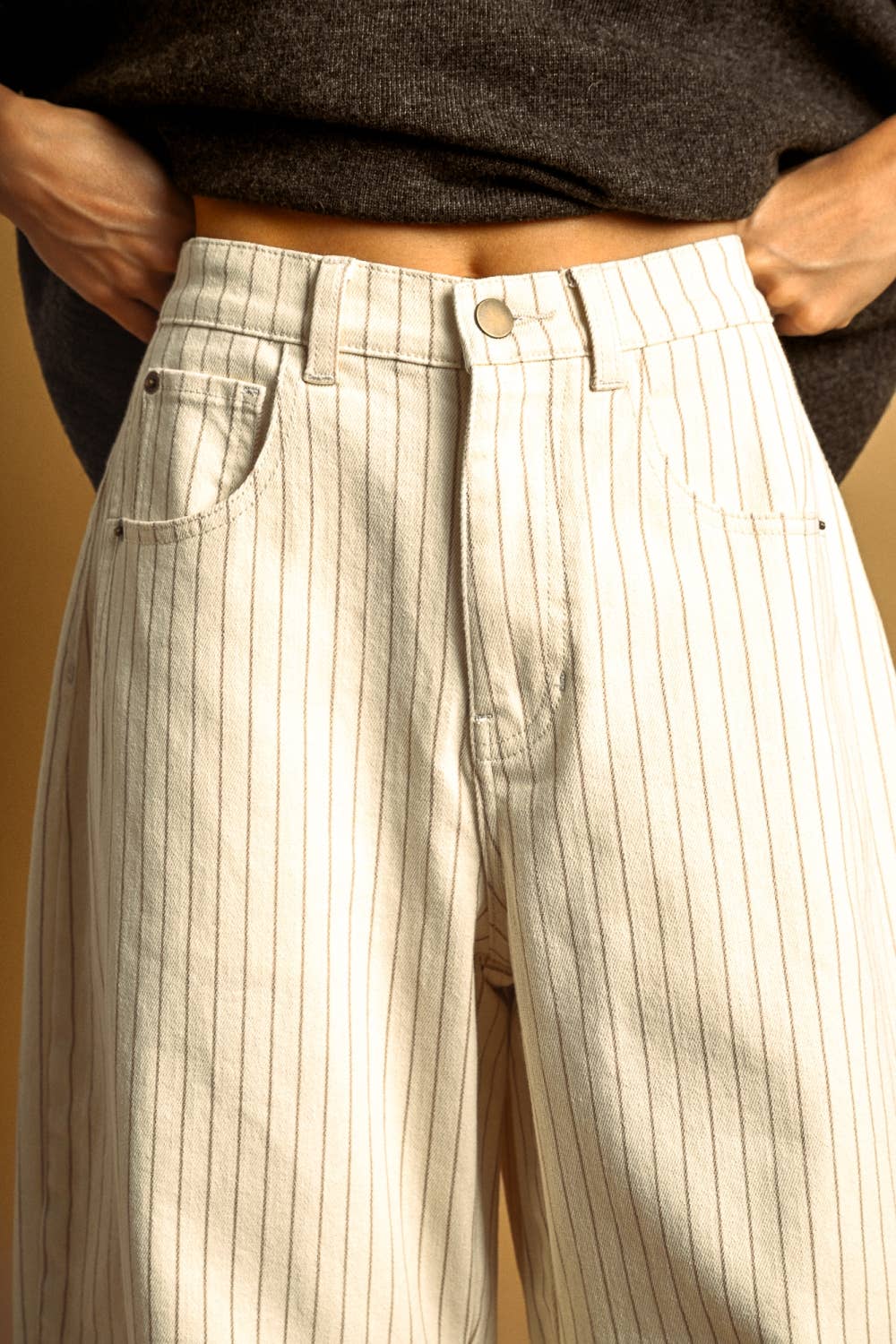 MIOU MUSE - PINSTRIPED PATTERN BARREL PANTS