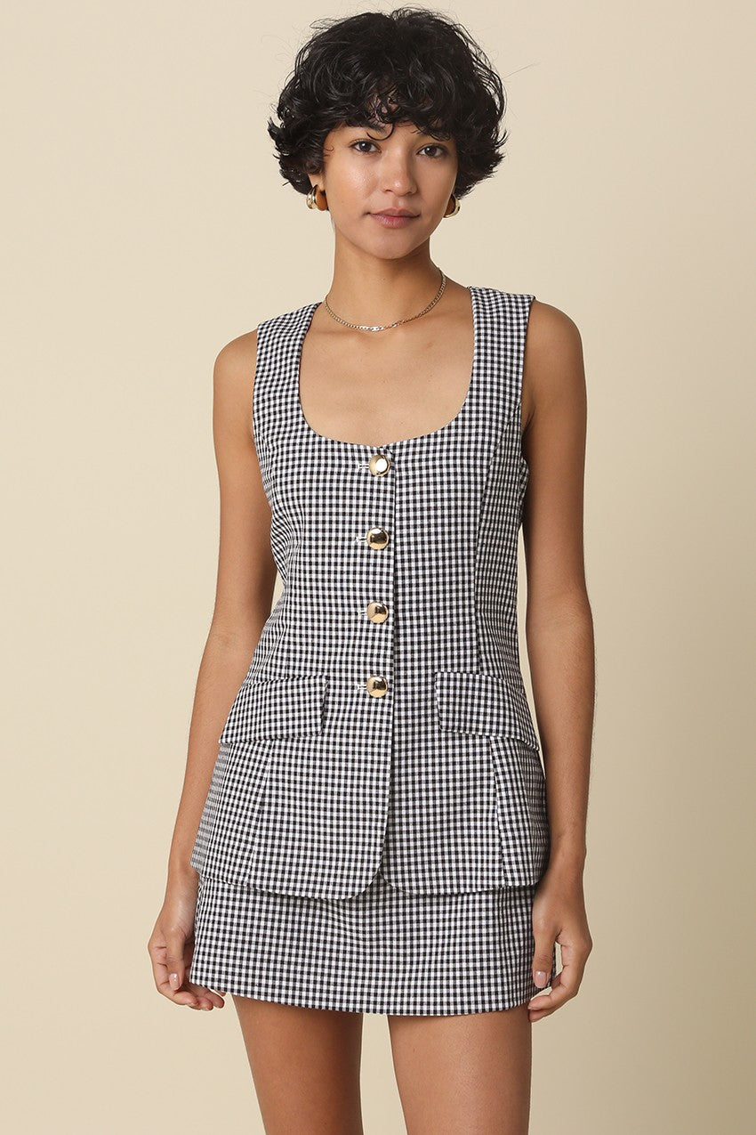 Sonia Gingham Button-front Dress