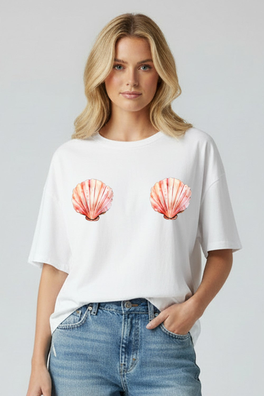 Seashell Graphic Print Boxy Tee