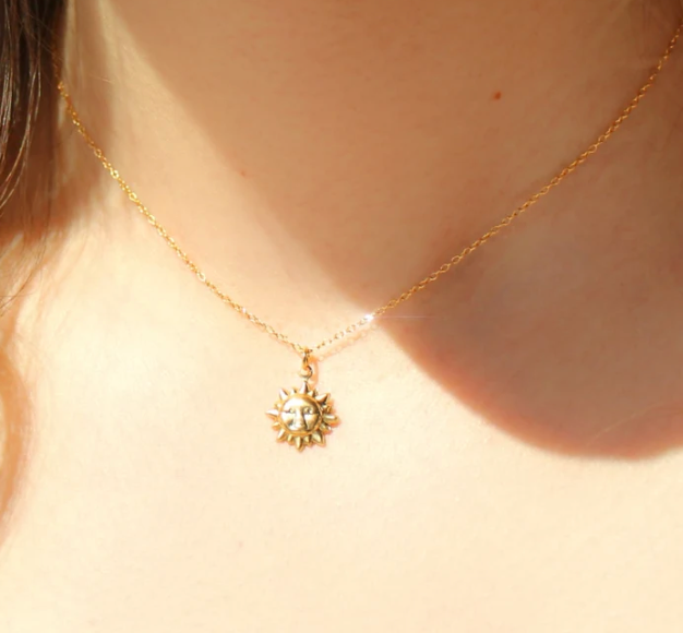 HoopLa - Sun Shining Down Happy Pendant Steel Necklace