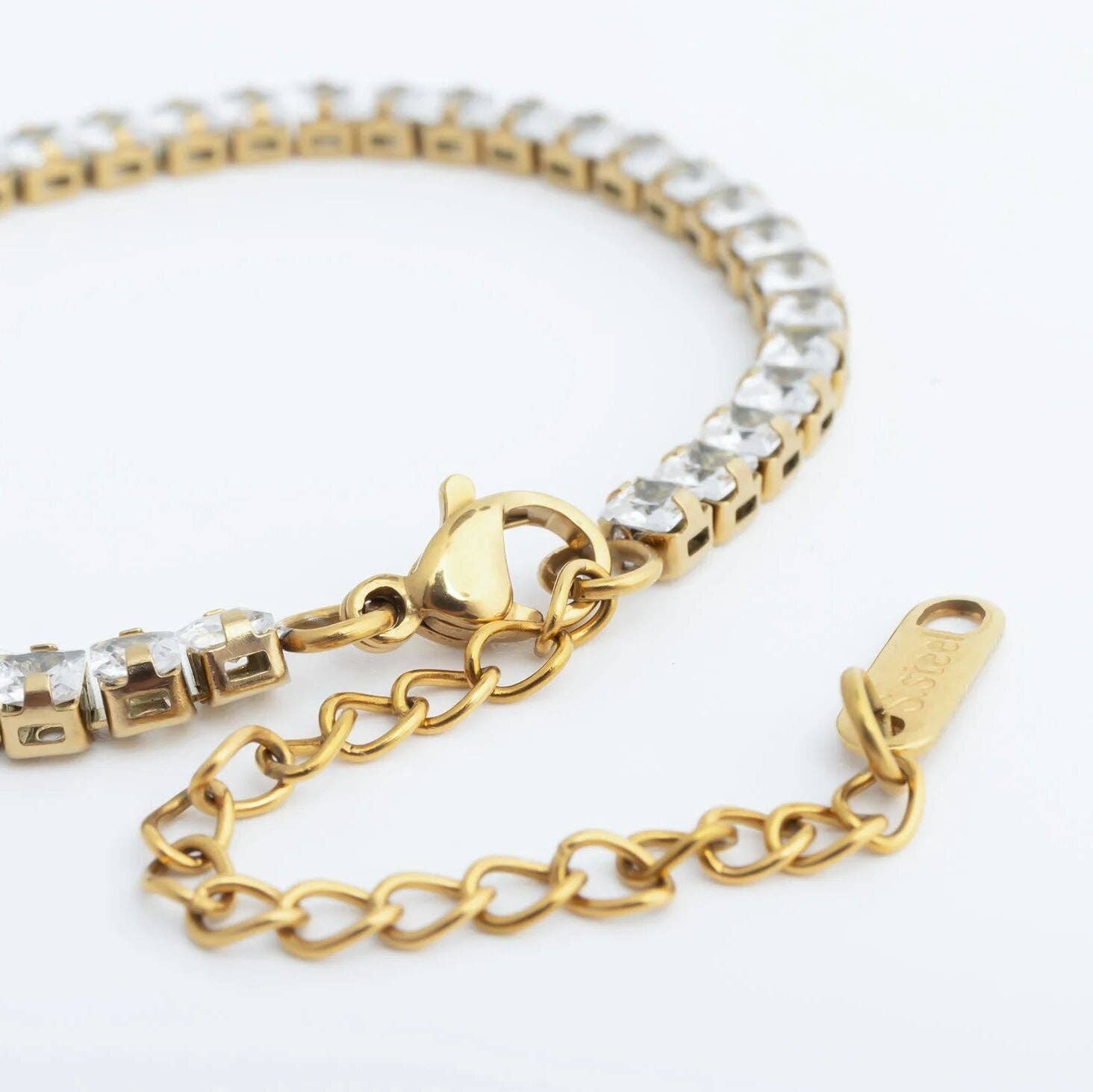 WJW - Emerald Cut Cubic Zirconia Stone Tennis Chain Bracelet