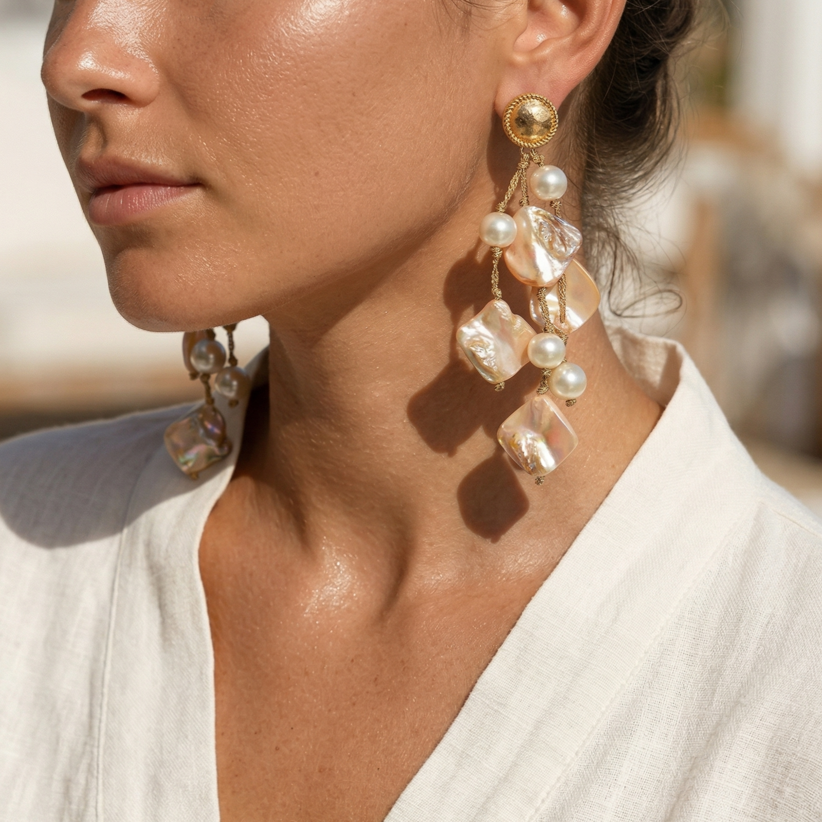 Bijoux Envie Chunky Shell & Pearl Earrings | Handmade