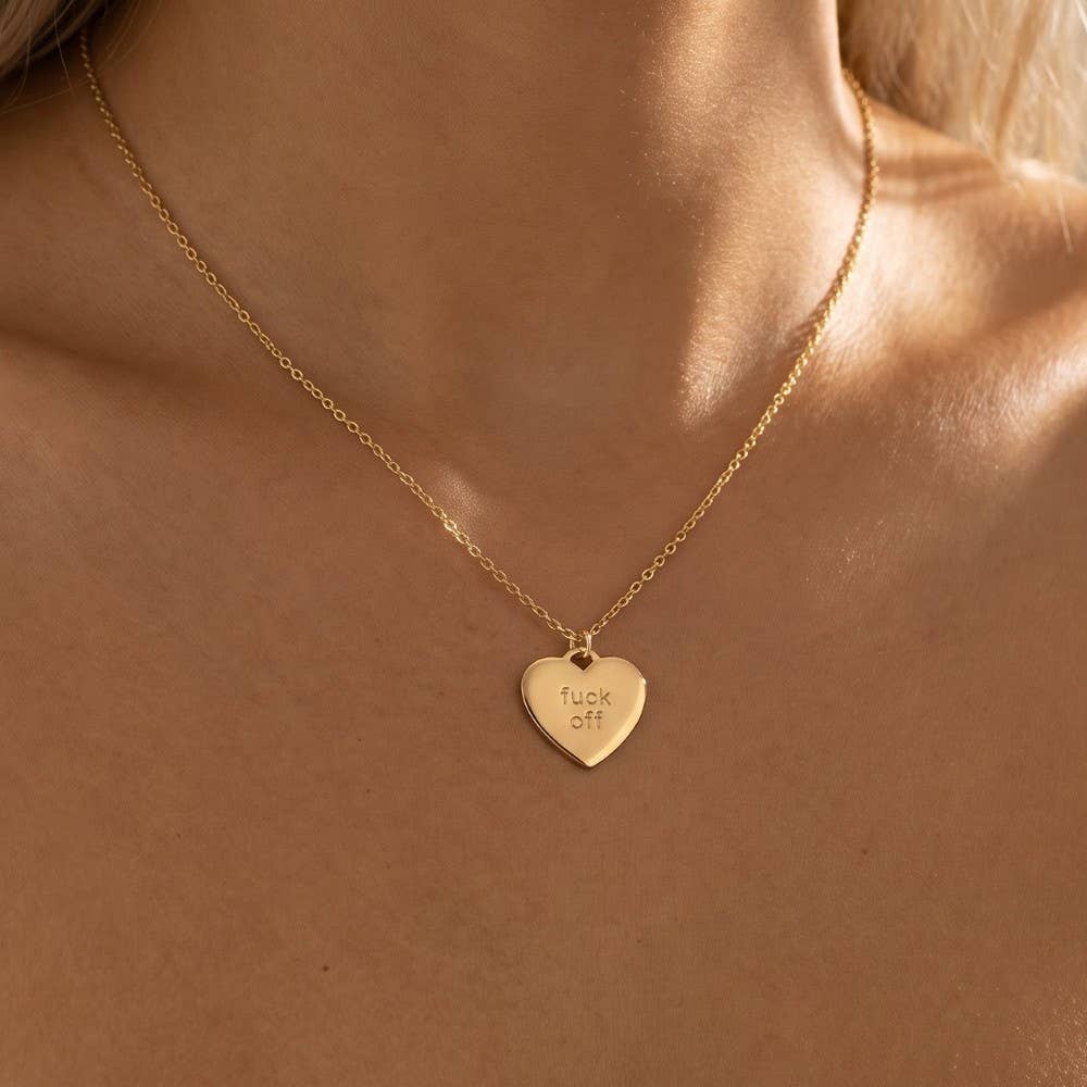 Fame Accessories - Fuck Off Heart Pendant Necklace