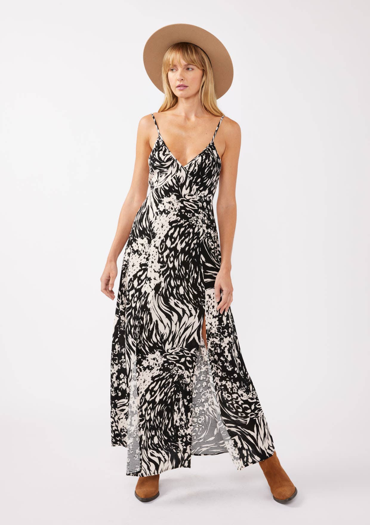 Lovestitch - Rayon Spaghetti Strap Tie Back Maxi Dress