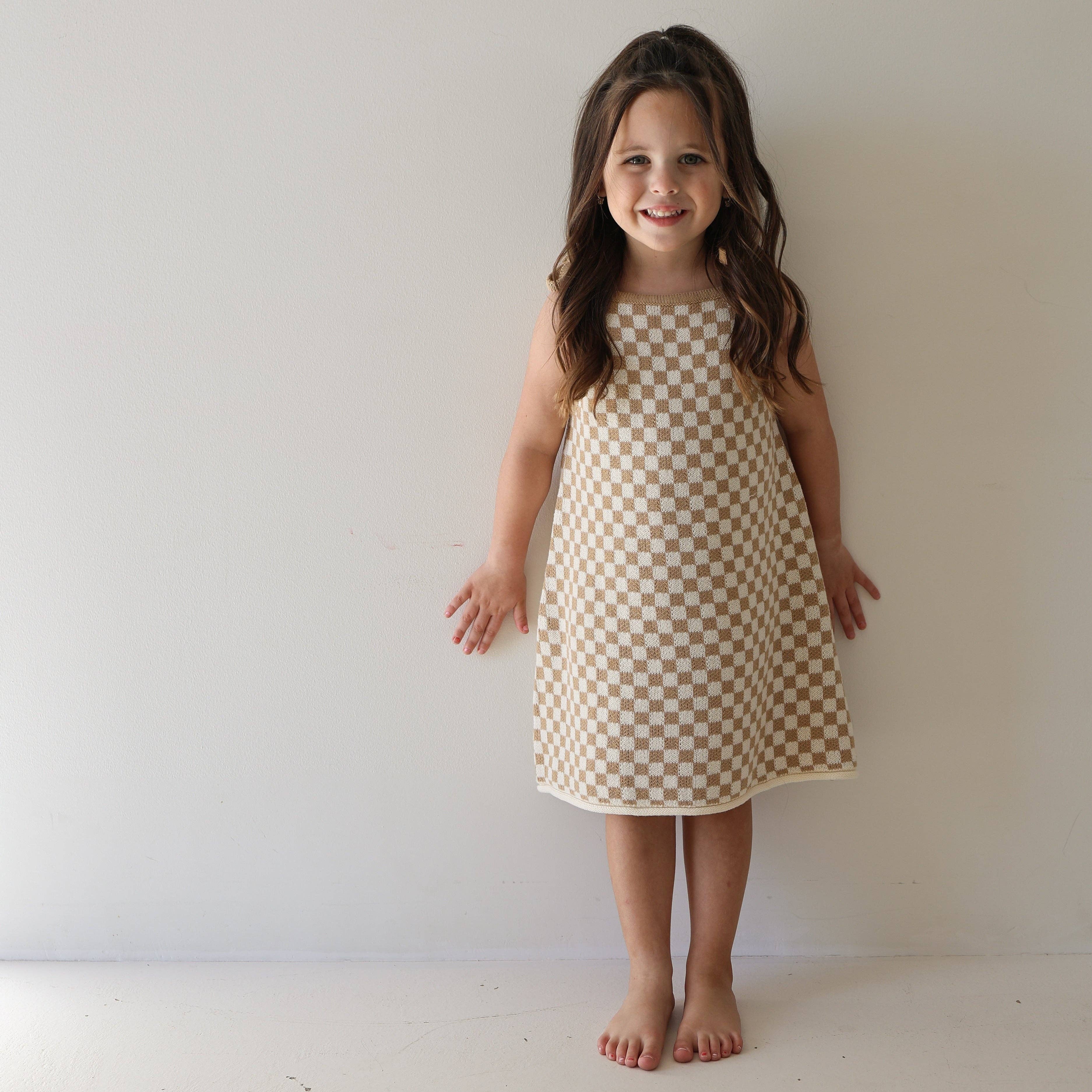 Forever French Baby - Knit Dress | Latte Check