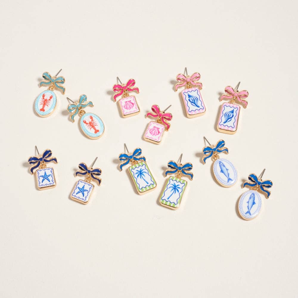 Designature New York - Mediterranean Coastal Beach Themed Enamel Earrings