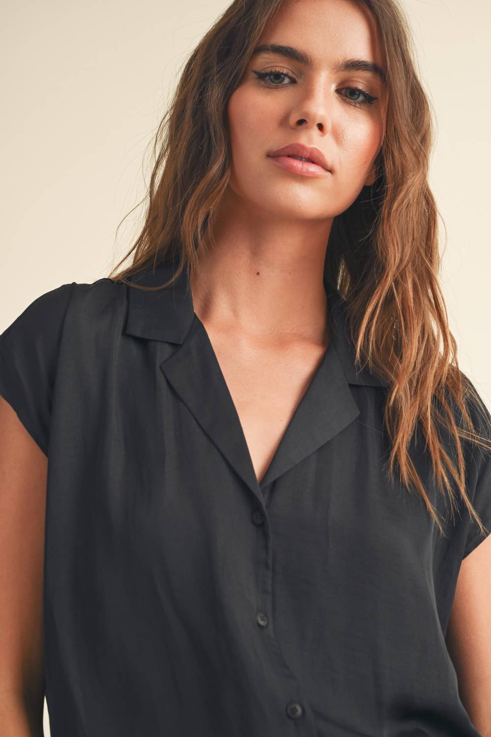 MIOU MUSE BUTTON DOWN CAP SLEEVE SHIRTS