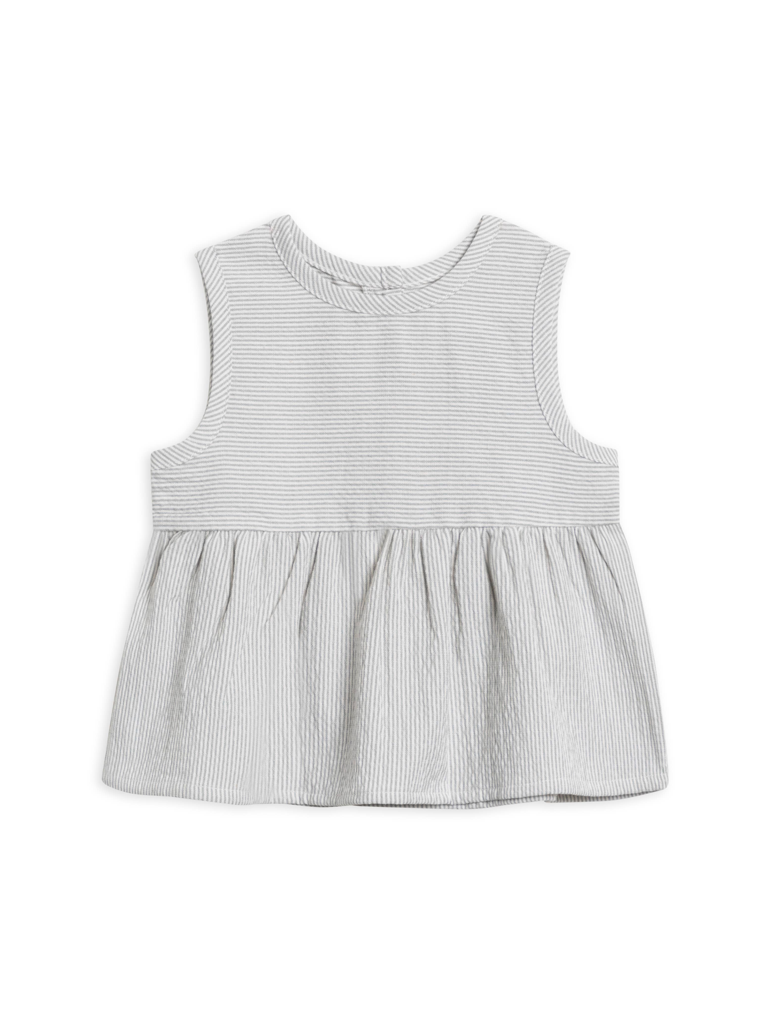 Colored Organics - Organic Grace Seersucker Peplum Top - Shore Stripe/Mist