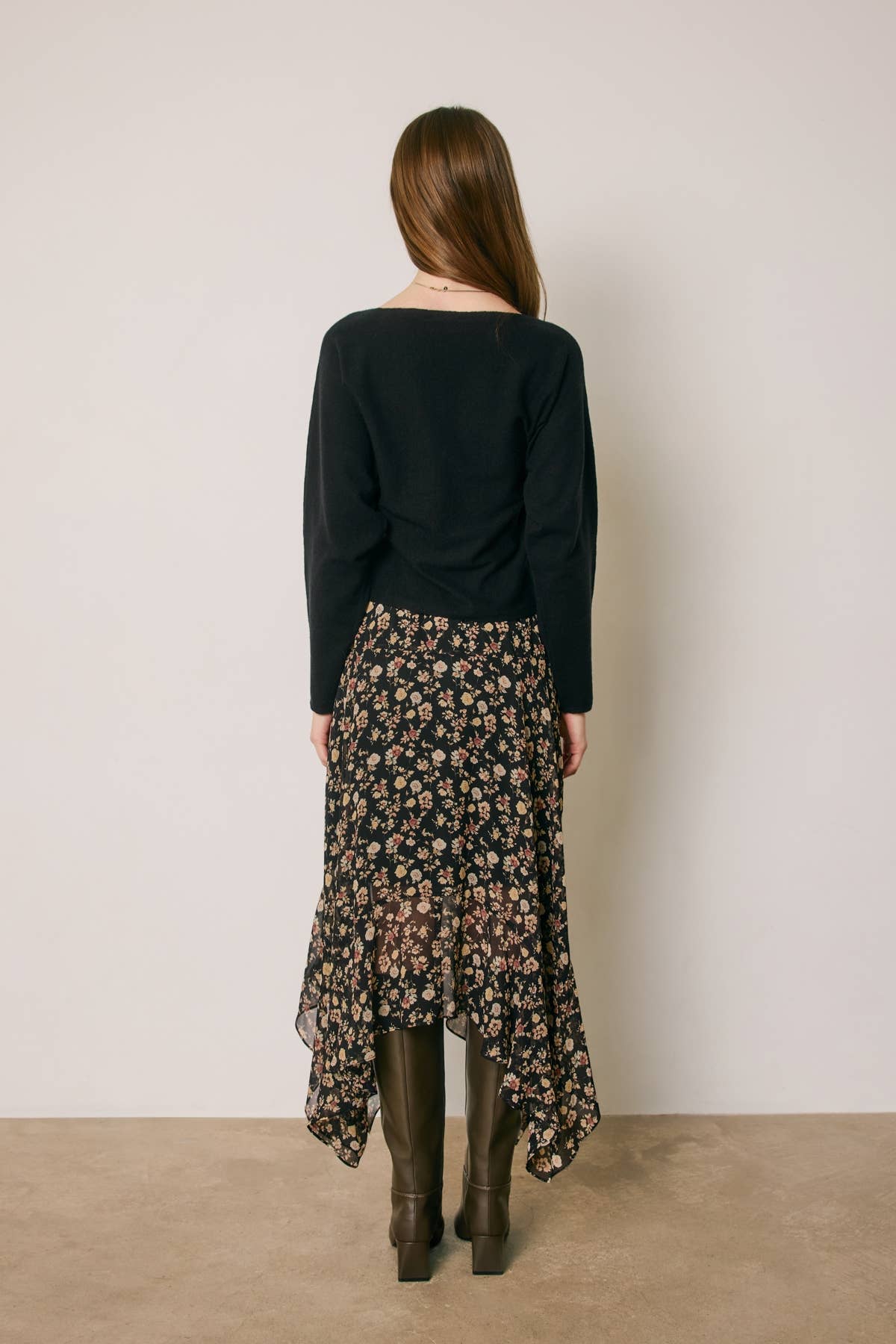 Dress Forum - Floral Ruffled Handkerchief Hem Skirt
