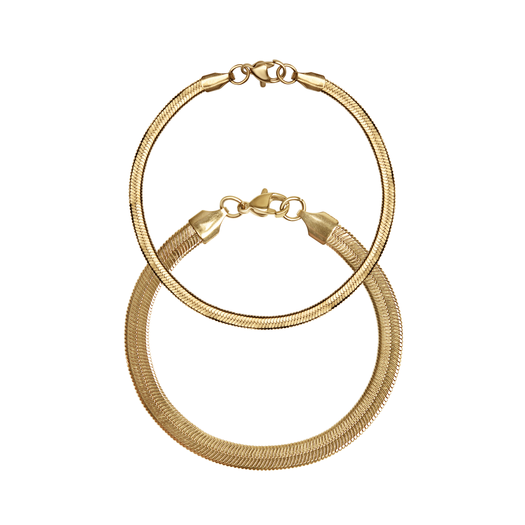 WJW - 18K Gold Herringbone Chain Bracelet