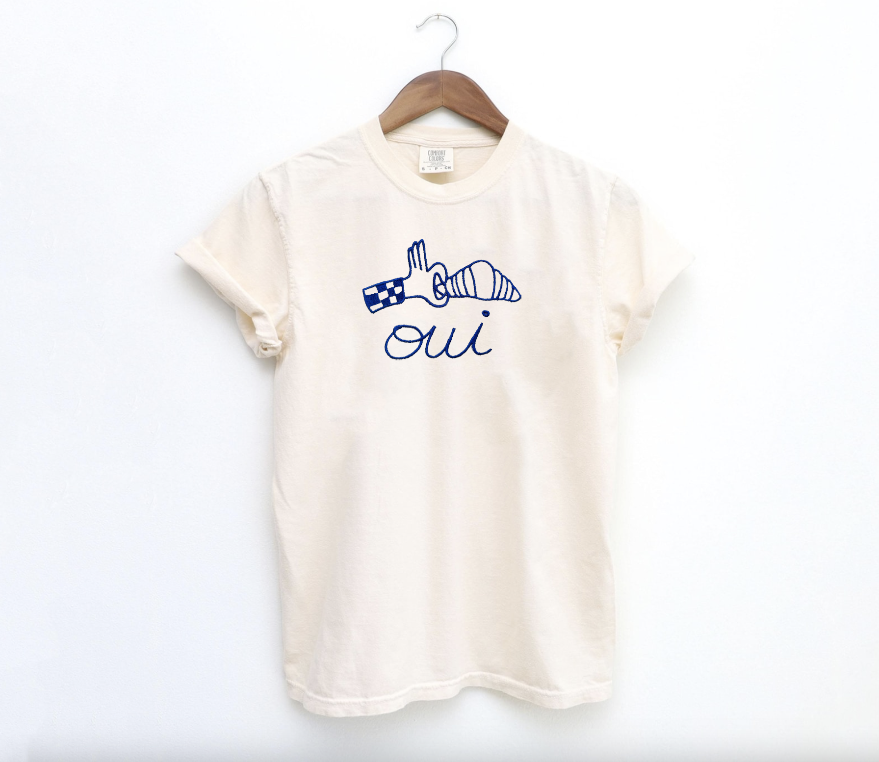Plantiful Design Co - Embroidered Oui French Croissant Shirt