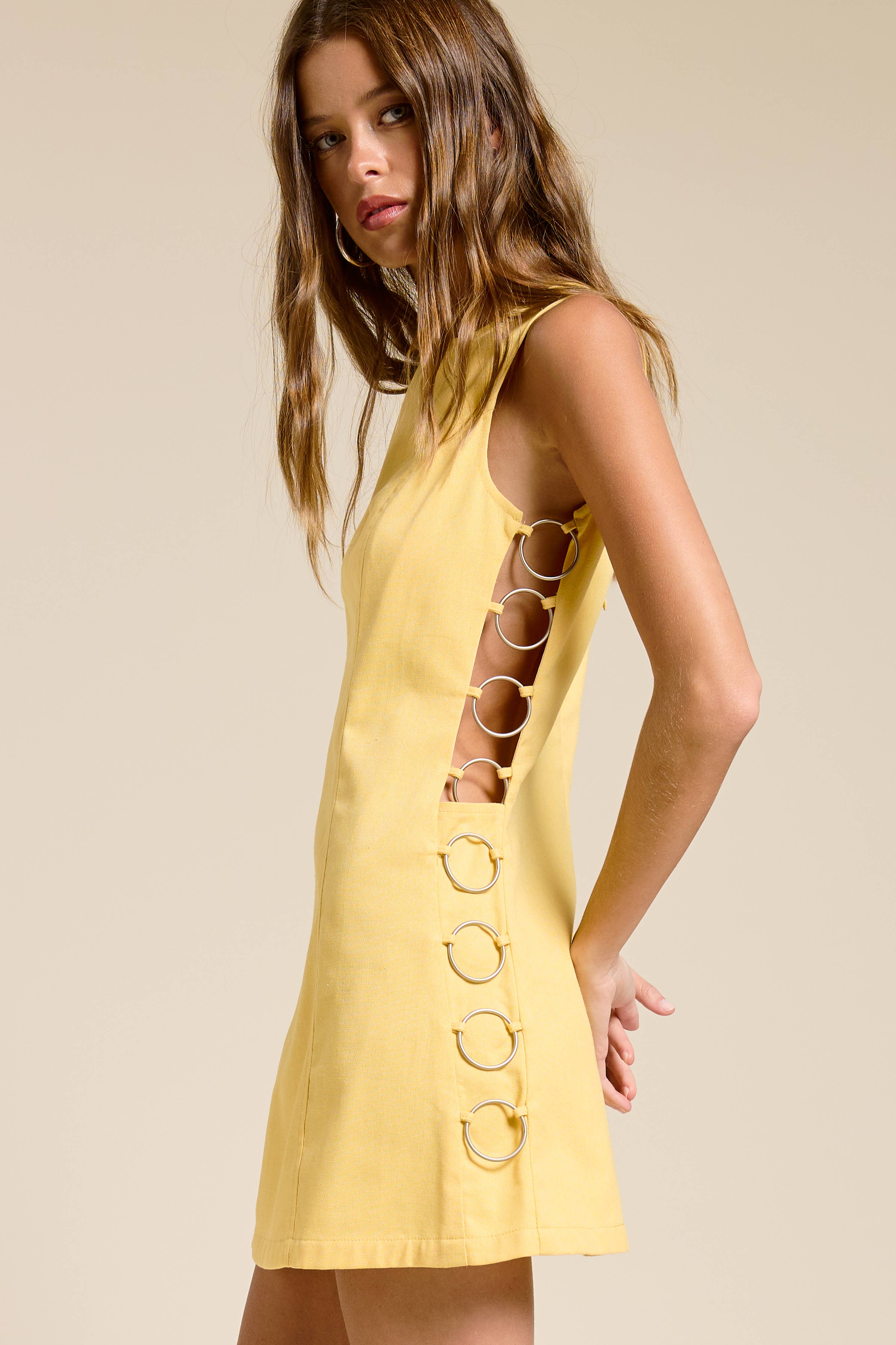 Cut Out Mini Dress with O-Ring Detail