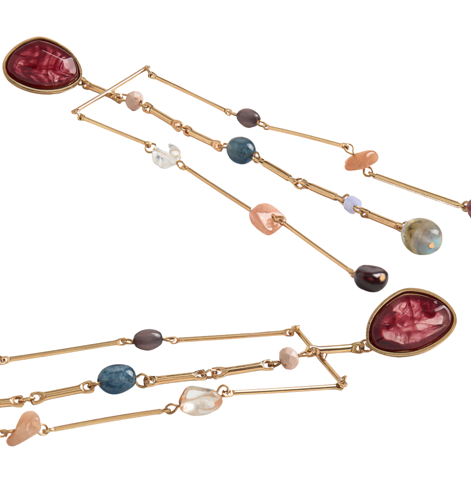 HoopLa - Serenity Cove Fringe Earring- Genuine Gemstone and 14K gold