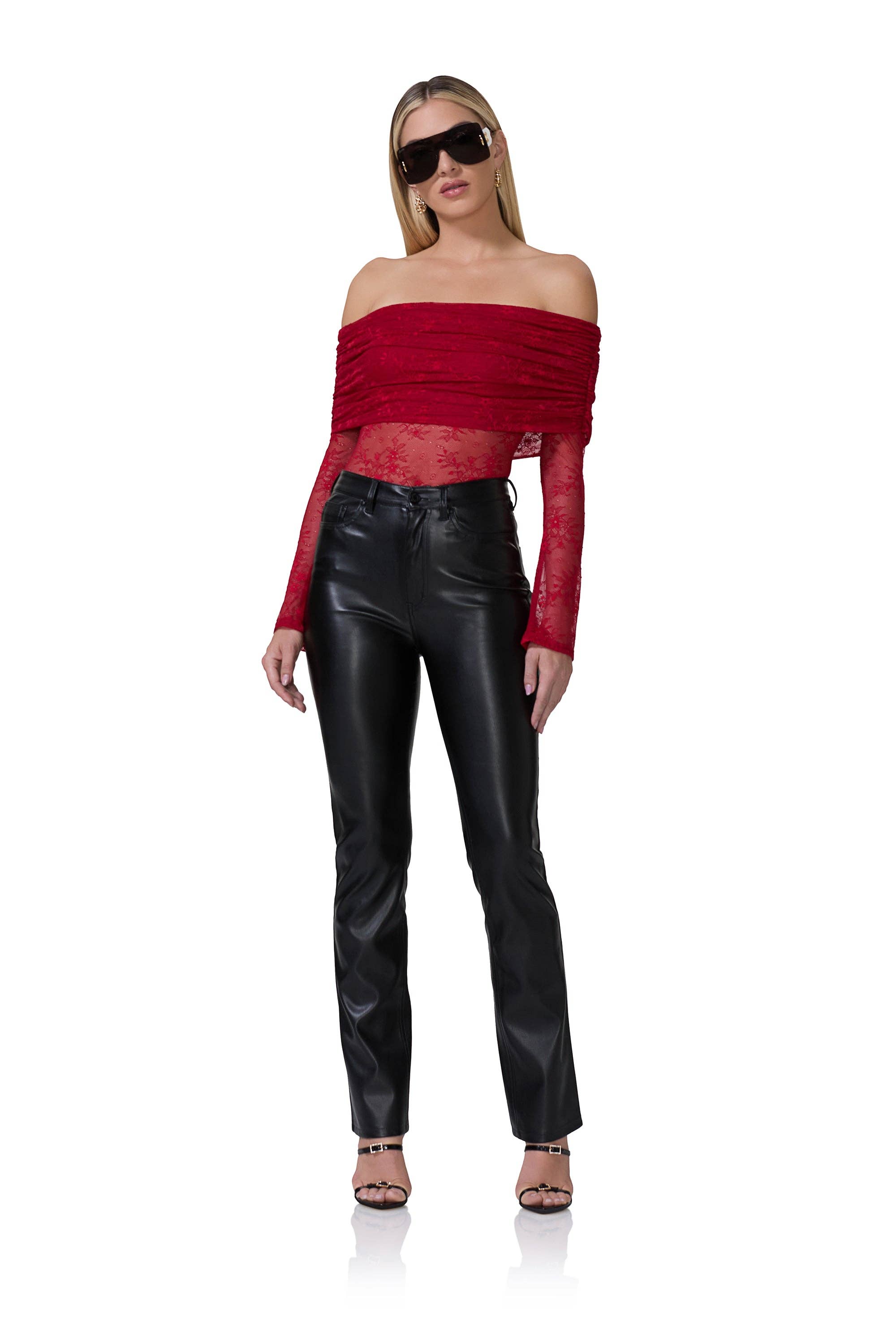 AFRM - Lennox Lace Bodysuit - Poppy Red