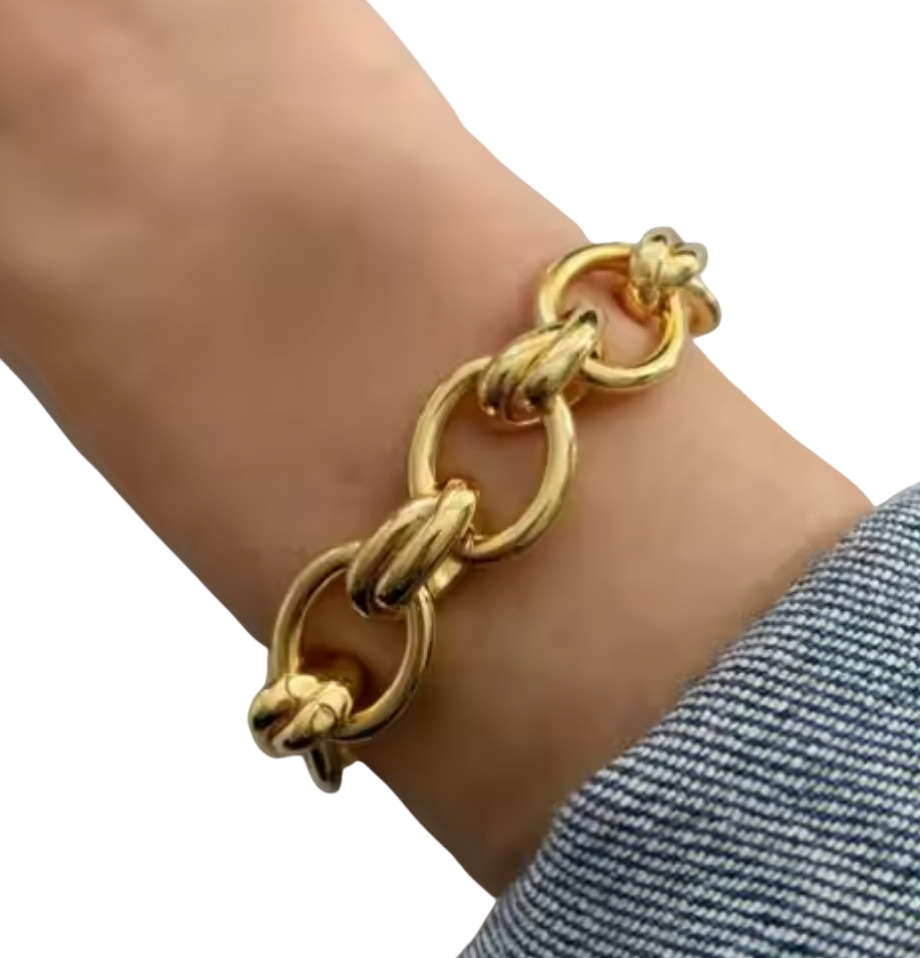HoopLa - Rodeo D Link Carabiner Vintage Styling Bras14K gold Bracelet
