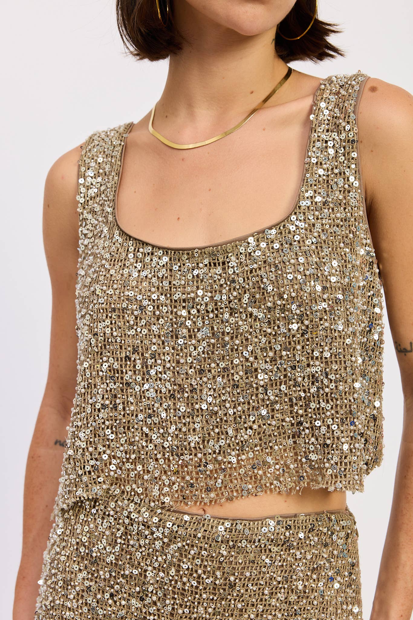 Emory Park - SLEEVELESS SQAURE NECK SEQUIN TOP