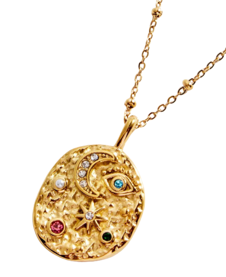 HoopLa - Confetti Coin- Evil Eye- Moon and Stars- Stainless Steel 14K
