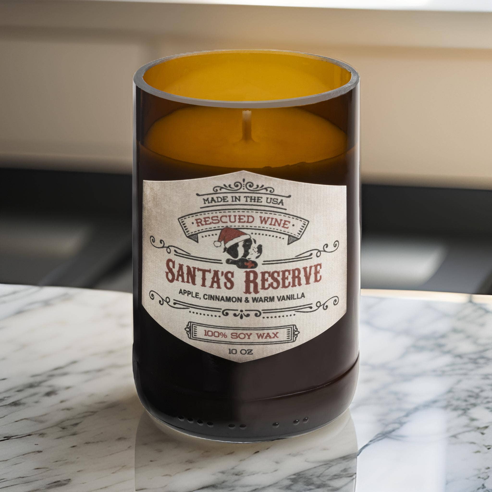 Rescued Wine Candles - Santa's Reserve Soy Candle - Spirits - Christmas Candle -ECO