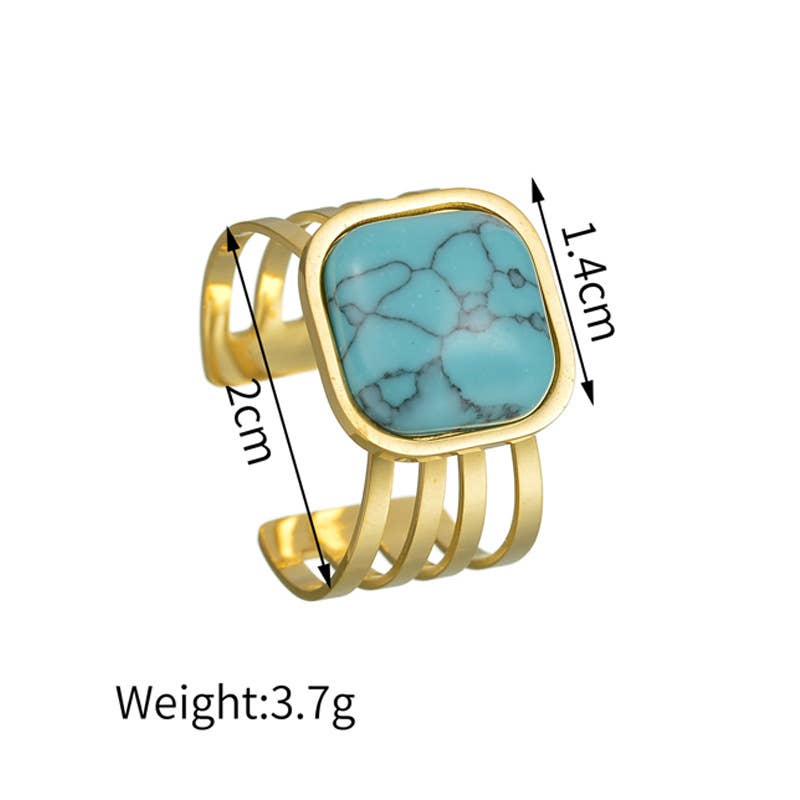 Mio Queena - 18K Gold-plated Stainless Steel Inlaid Stone Rings - FGS/CS