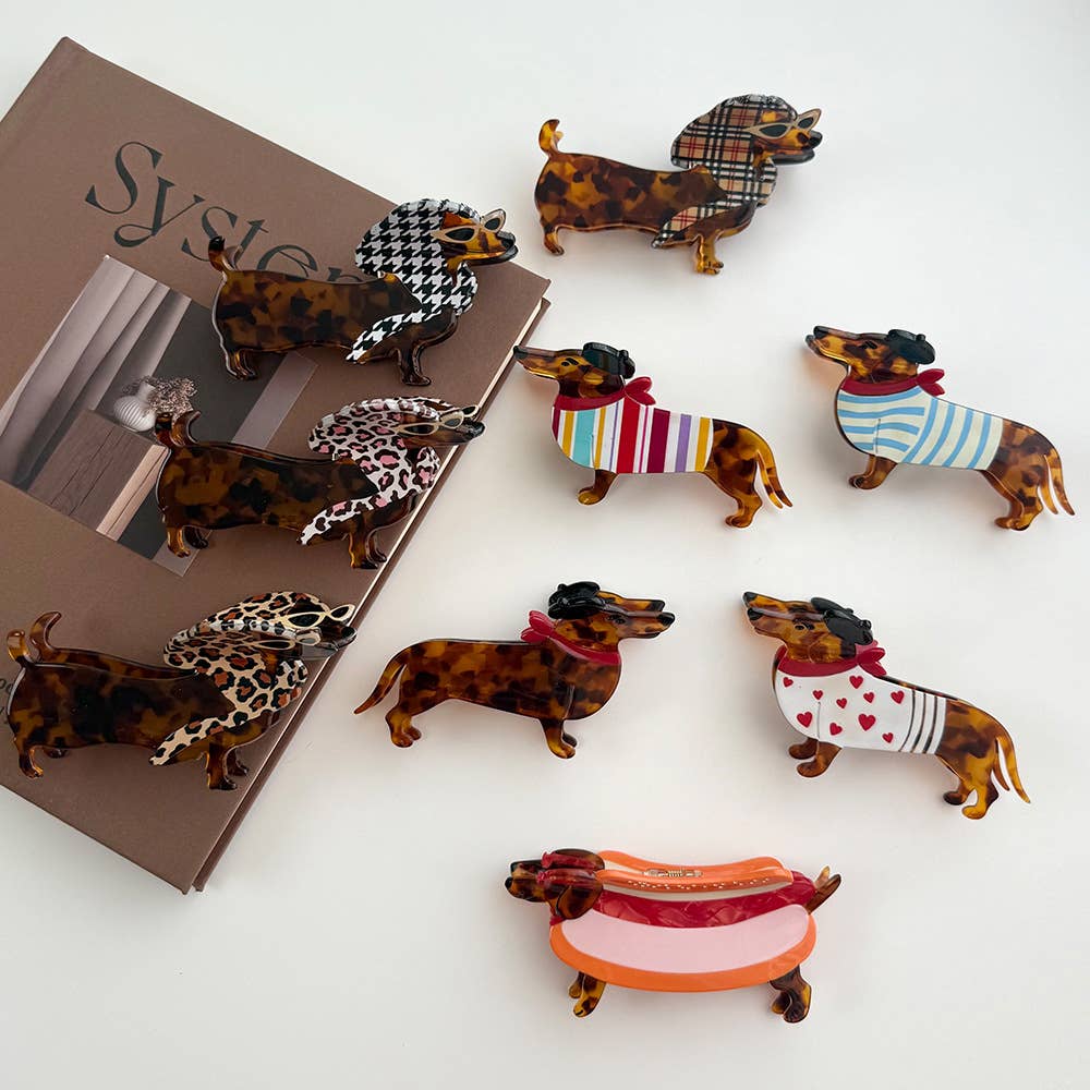 SoapElenGlen - Whimsical Dachshund in Outfits Hair Claws
