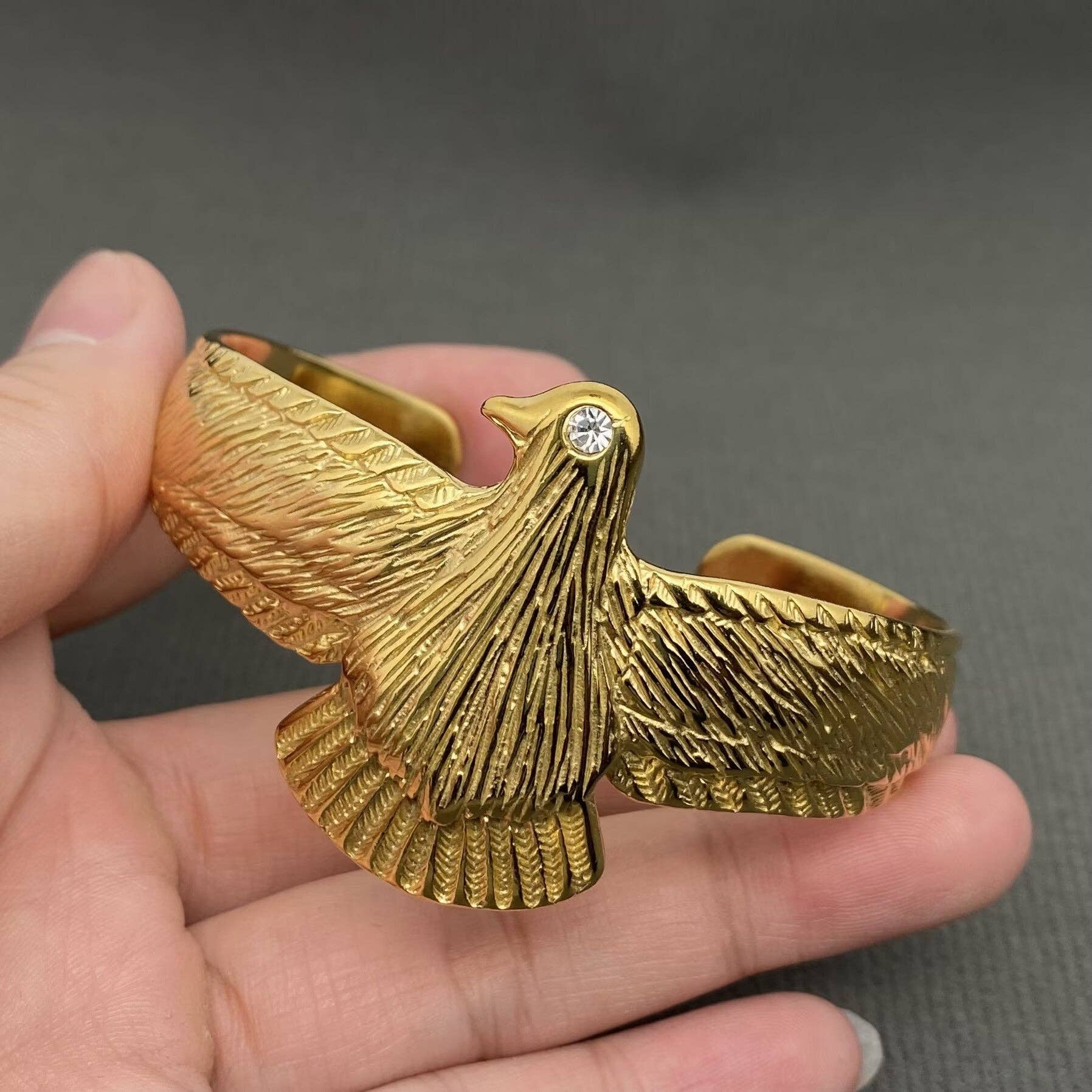 Mio Queena - Egyptian Divine Bird 18K Gold Plated S.Steel Cuff - FGS