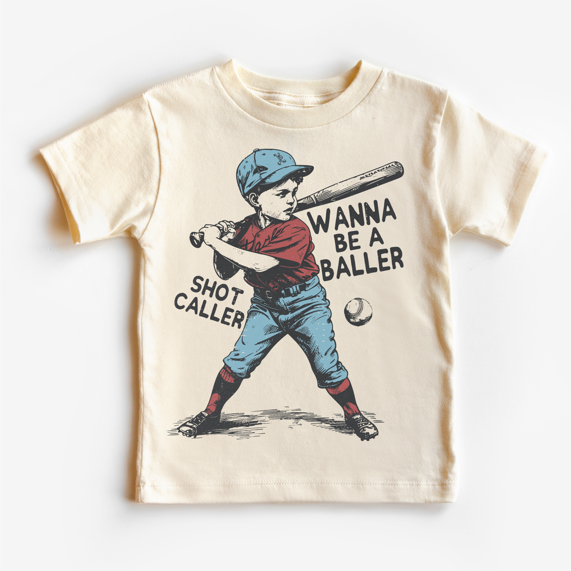 Madi Moosh - Kids Baseball Shirt - Wanna Be A Baller Shot Caller Tee