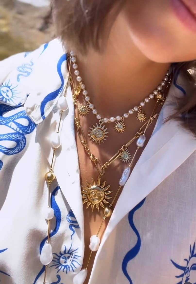 HoopLa - Sea & Sun Charm Collection- Faux Pearl & Sun Charms