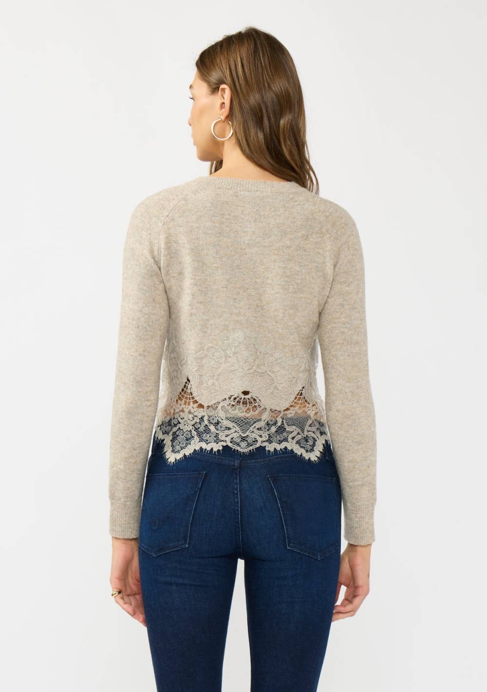 Lovestitch - Lace Trim Button Front Cardigan