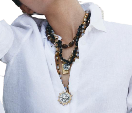 HoopLa - Editorial Mixed 4 Necklaces Stack and Charm- Recycled Metal